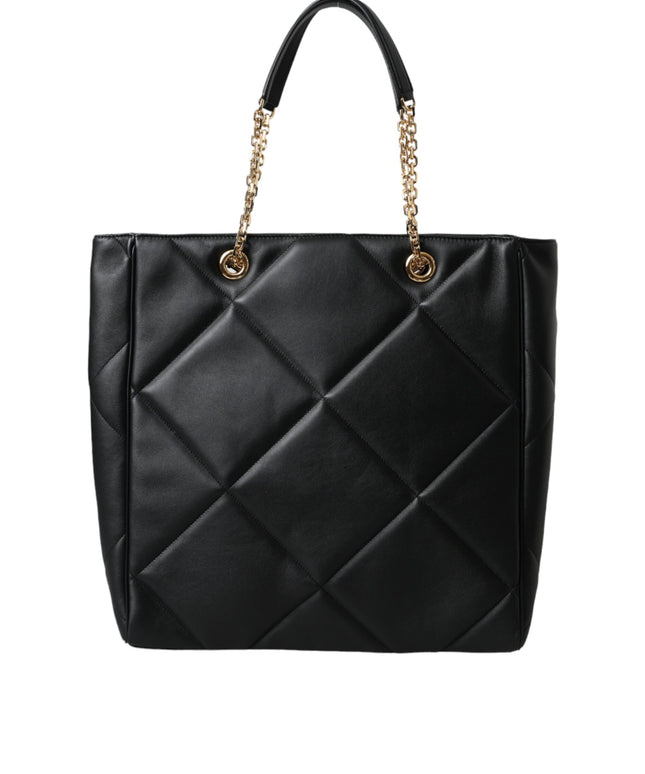 Dolce & Gabbana Black Leather JUNGLE Quilted Shopping Tote Bag