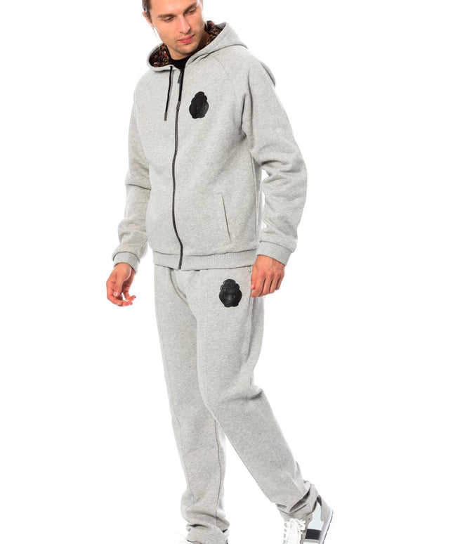 Billionaire Italian Couture Gray Cotton Hooded Sweatsuit