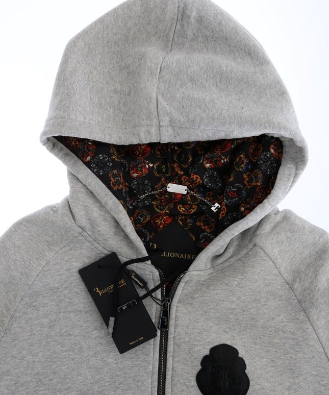 Billionaire Italian Couture Gray Cotton Hooded Sweatsuit