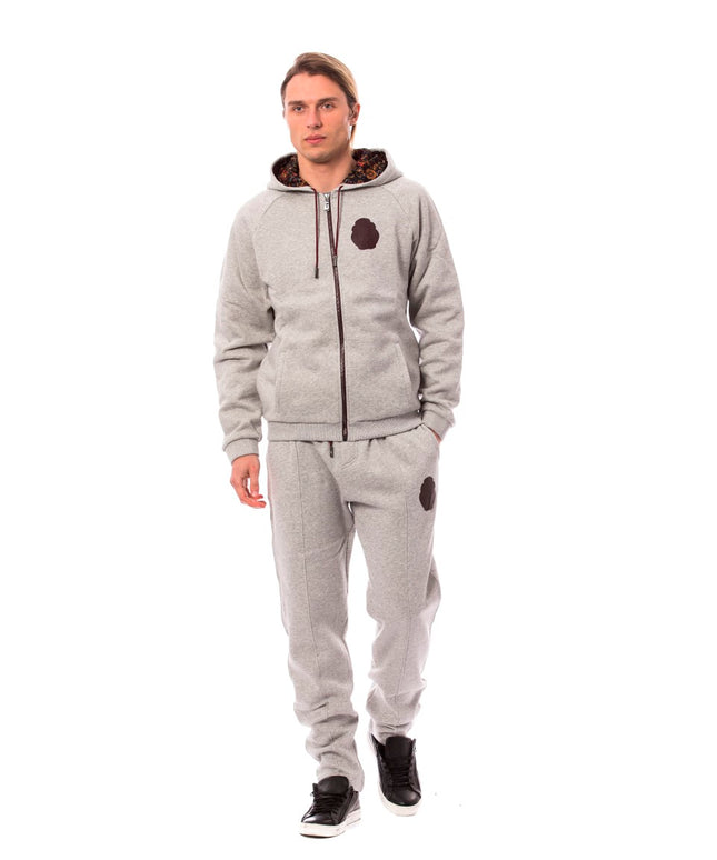Billionaire Italian Couture Gray Cotton Hooded Sweatsuit
