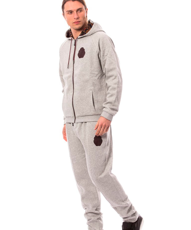 Billionaire Italian Couture Gray Cotton Hooded Sweatsuit