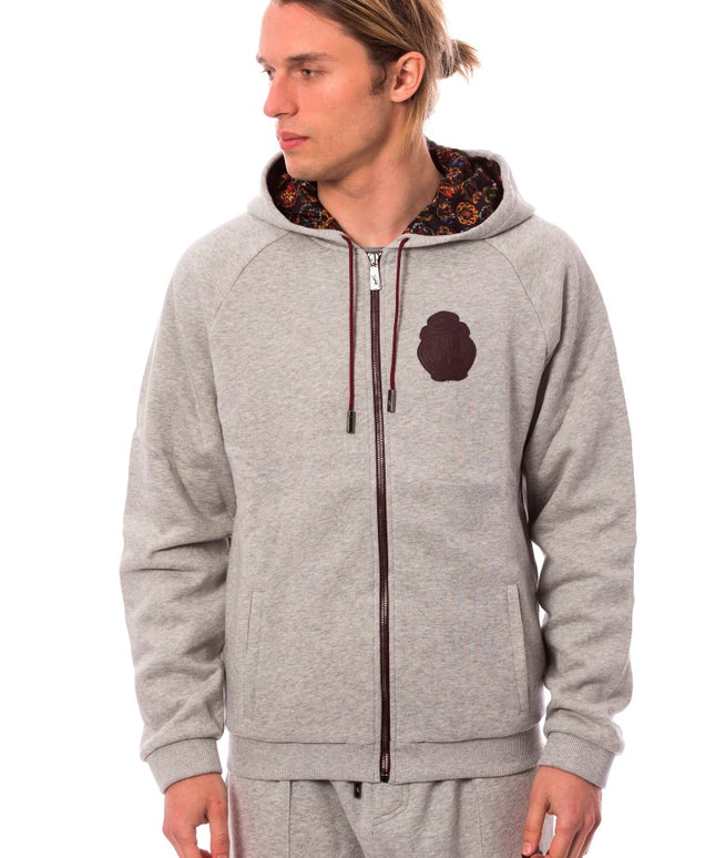 Billionaire Italian Couture Gray Cotton Hooded Sweatsuit