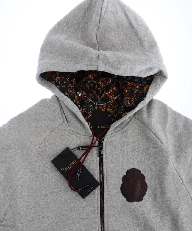 Billionaire Italian Couture Gray Cotton Hooded Sweatsuit