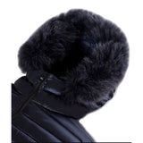 Refrigiwear Blue Nylon Women Jacket with Feather Padding and Fur Hood