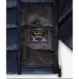 Refrigiwear Blue Nylon Women Jacket with Feather Padding and Fur Hood