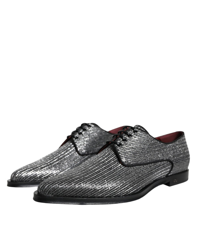 Dolce & Gabbana Silver Polyurethane Derby Formal Dress Shoes