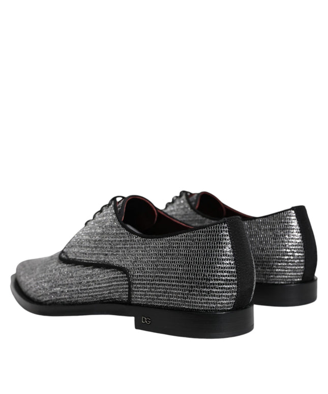 Dolce & Gabbana Silver Polyurethane Derby Formal Dress Shoes