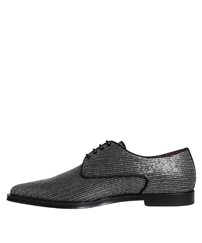 Dolce & Gabbana Silver Polyurethane Derby Formal Dress Shoes