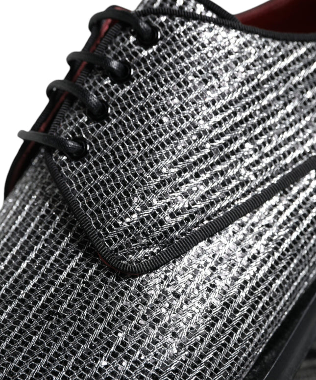 Dolce & Gabbana Silver Polyurethane Derby Formal Dress Shoes