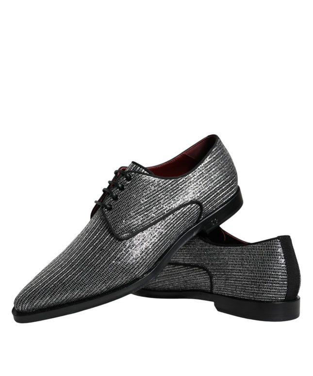 Dolce & Gabbana Silver Polyurethane Derby Formal Dress Shoes