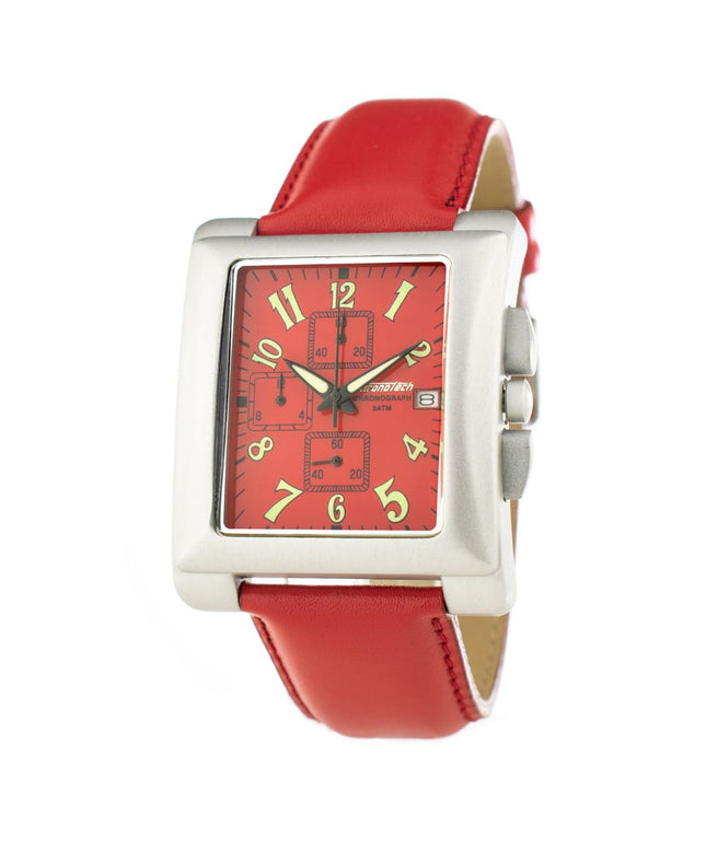 Chronotech Red Leather Watch