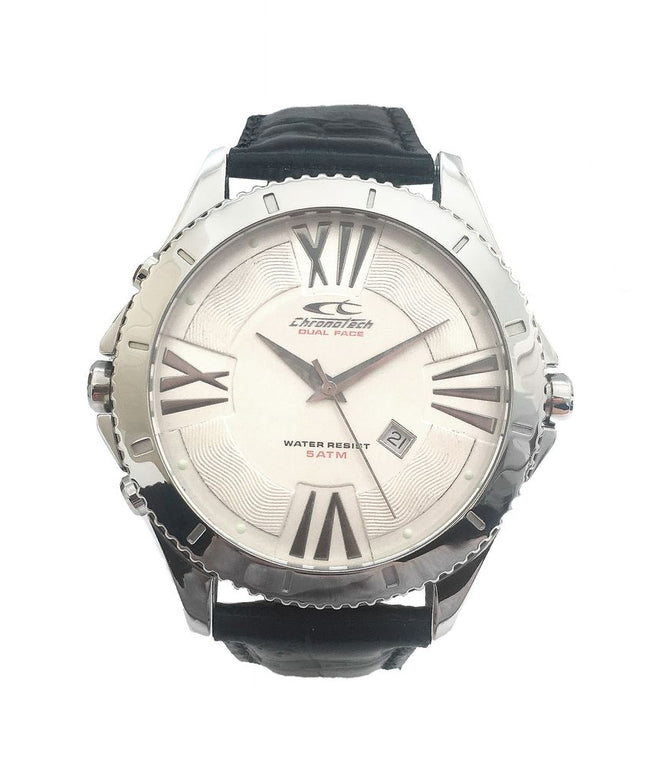 Chronotech Black Leather Watch