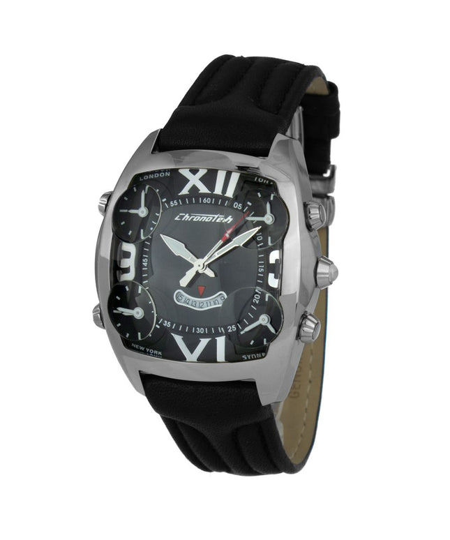 Chronotech Black Leather Watch