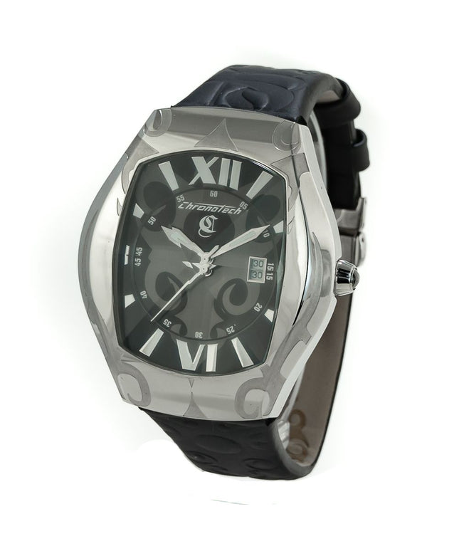 Chronotech Black Leather Watch