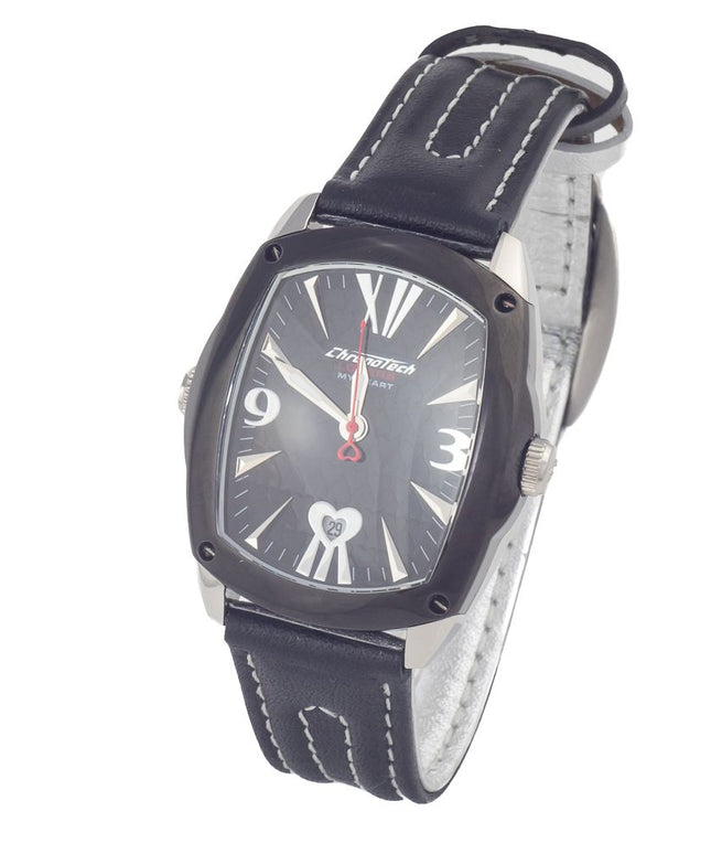 Chronotech Black Leather Watch