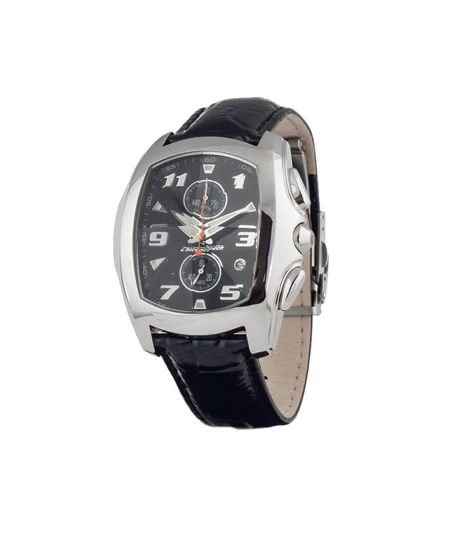 Chronotech Black Leather Watch