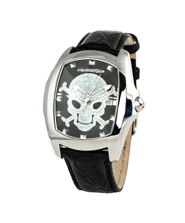 Chronotech Black Leather Watch
