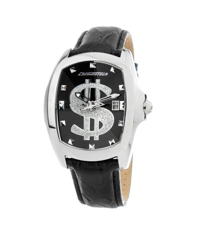 Chronotech Black Leather Watch