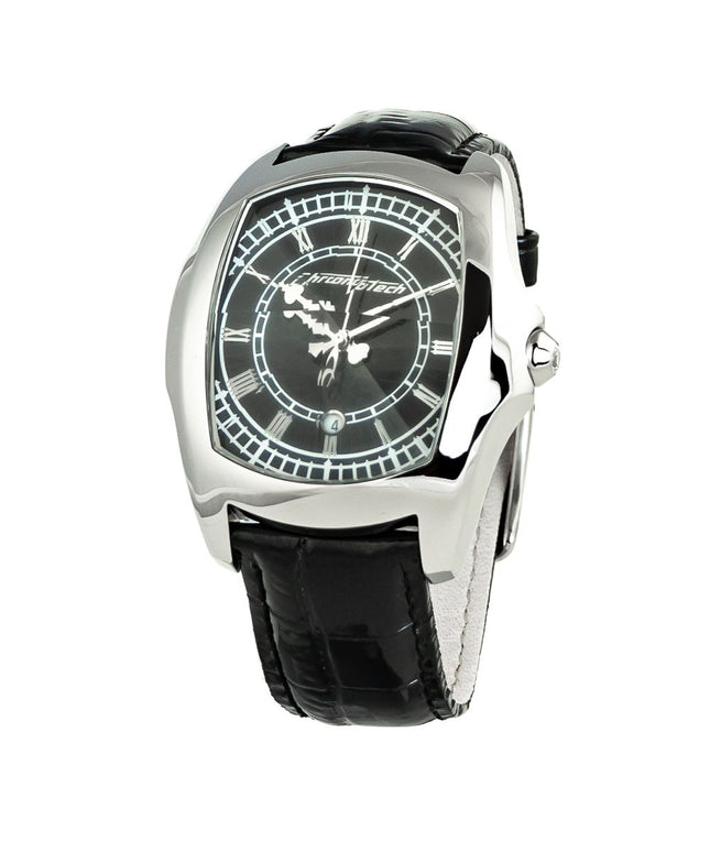 Chronotech Black Leather Watch