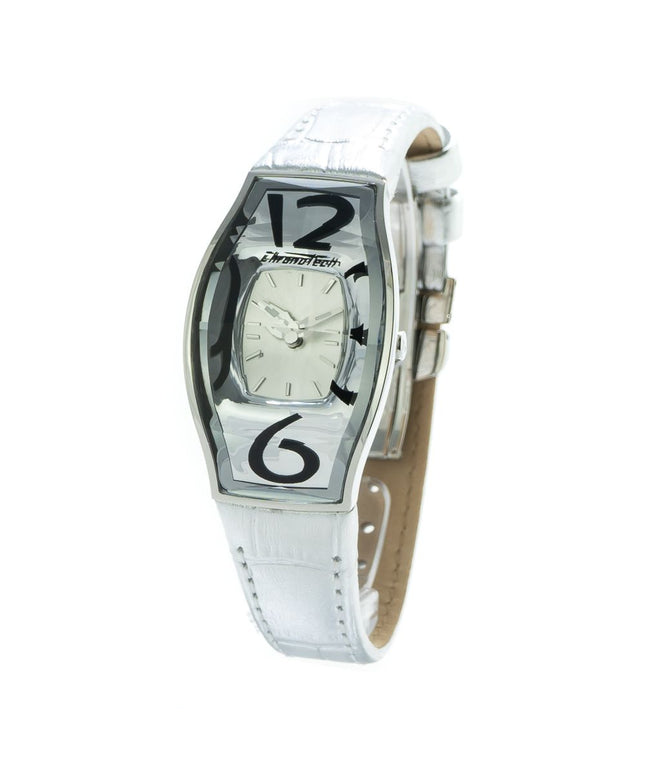 Chronotech Silver Leather Watch