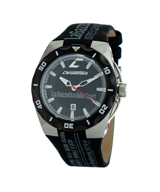 Chronotech Black Leather Watch
