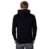 Back view of Jack Jones Black Polyester Hoody featuring a plain design and relaxed fit, perfect for layering in cool weather.