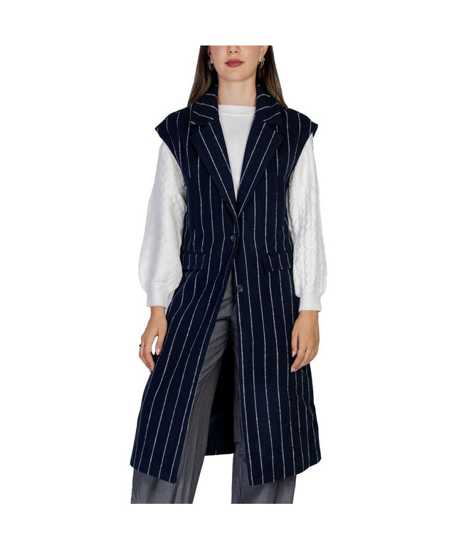 ICHI Blue Polyester Sleveless Jacket