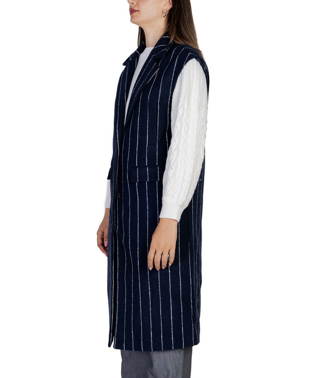 ICHI Blue Polyester Sleveless Jacket