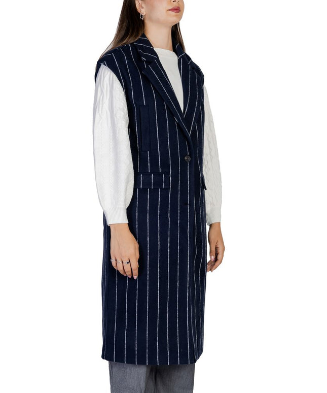 ICHI Blue Polyester Sleveless Jacket