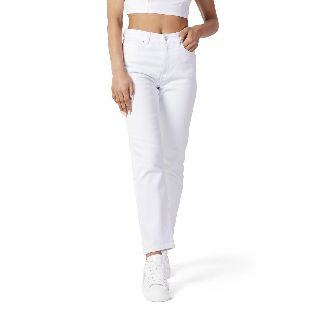 Only Only White Cotton Mom Jean (Waist & Length Size: W29 | L32, nan: nan, nan: nan)