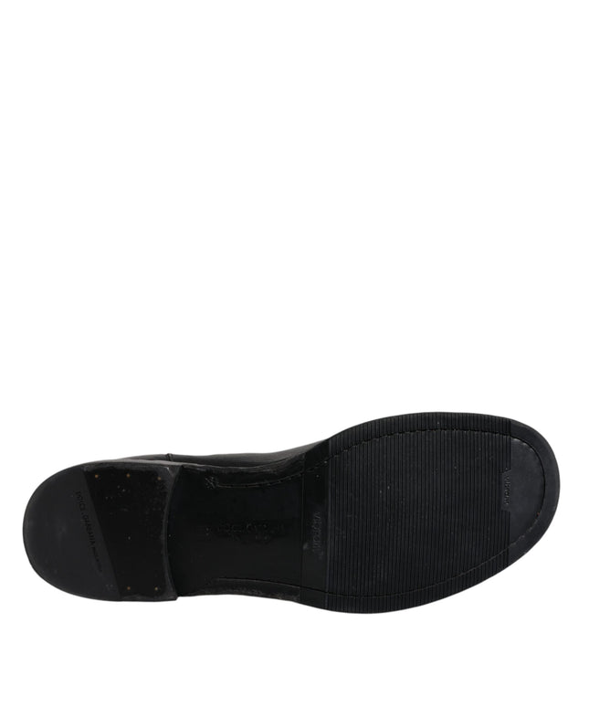Dolce & Gabbana Black Horse Leather Mid Calf Boots Shoes