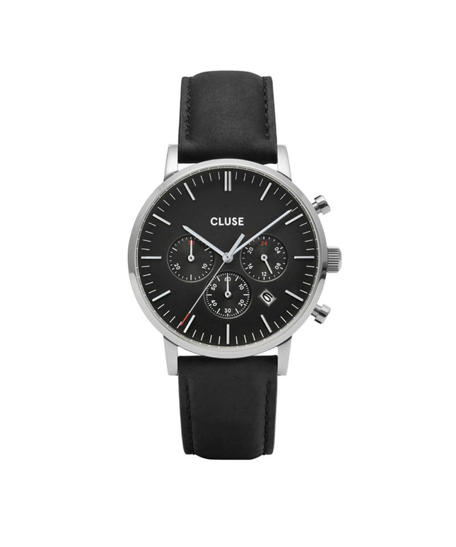 Cluse Black Leather Watch