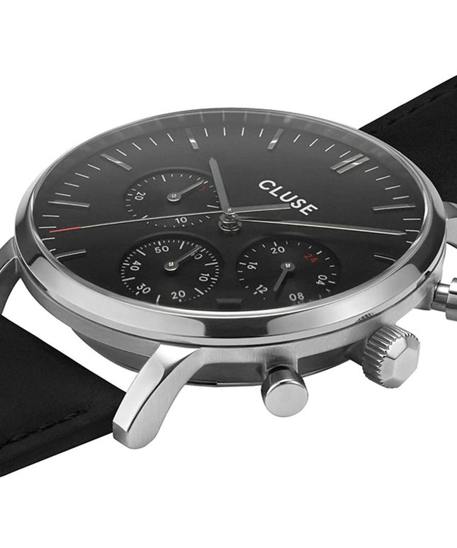 Cluse Black Leather Watch
