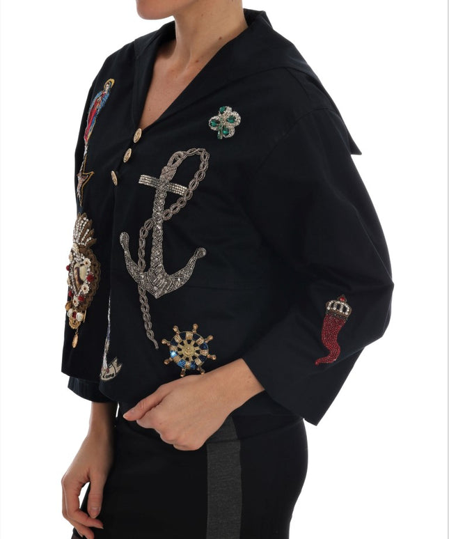 Dolce & Gabbana Blue Crystal MAMMA Sicily Jacket