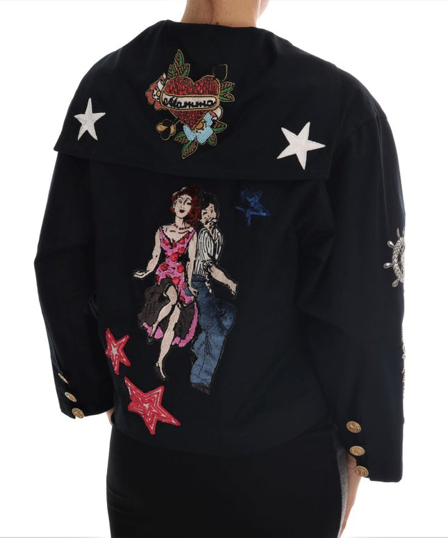 Dolce & Gabbana Blue Crystal MAMMA Sicily Jacket