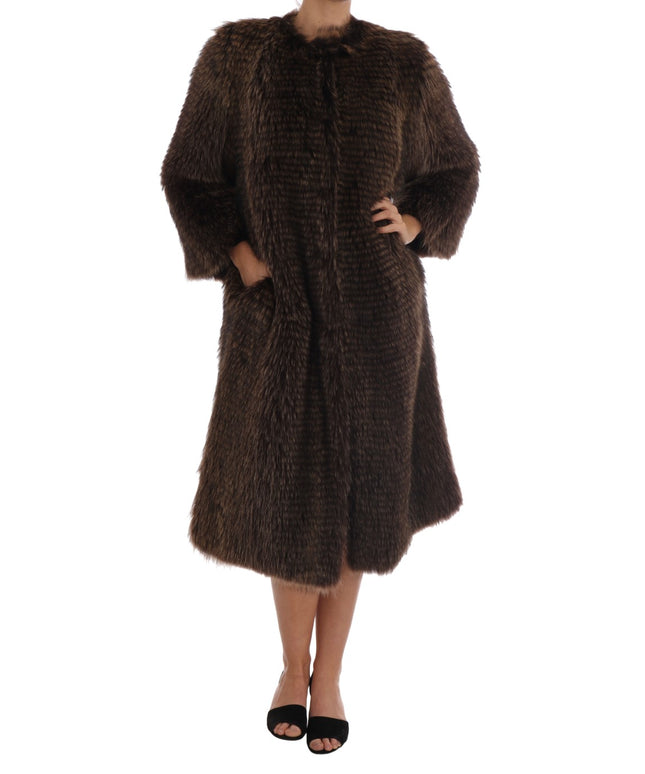Dolce & Gabbana Brown Raccoon Fur Coat Jacket