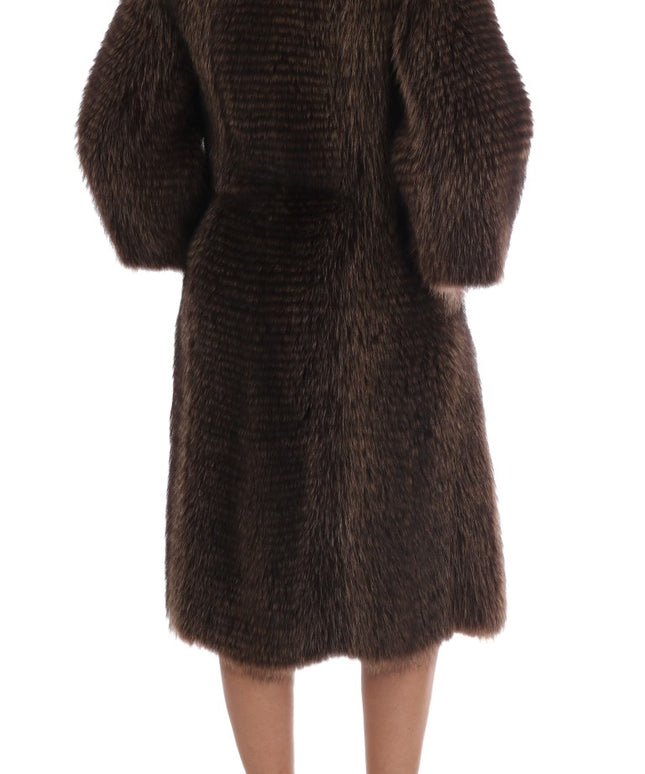 Dolce & Gabbana Brown Raccoon Fur Coat Jacket
