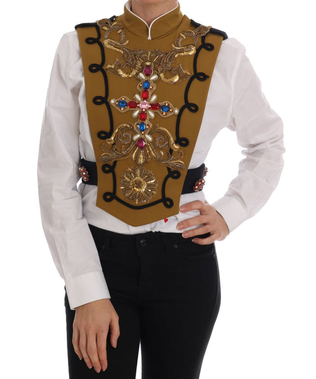 Dolce & Gabbana Yellow Crystal Cross Vest Jacket