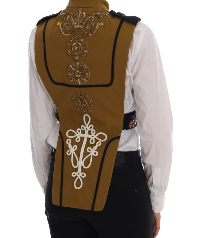 Dolce & Gabbana Yellow Crystal Cross Vest Jacket