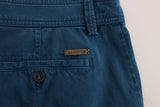 GF Ferre Blue Cotton Straight Fit Chinos