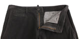 GF Ferre Black Corduroy Cotton Straight Fit Pants