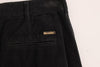 GF Ferre Black Corduroy Cotton Straight Fit Pants