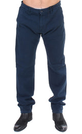 GF Ferre Blue Stretch Straight Fit Pants Chinos