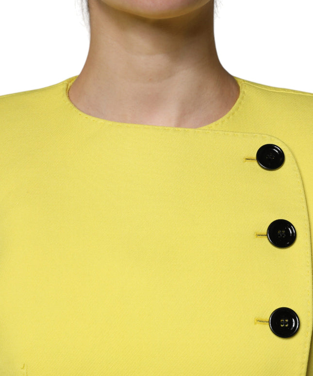 Dolce & Gabbana Lemon Yellow Wool Long Sleeves Cropped Coat Jacket