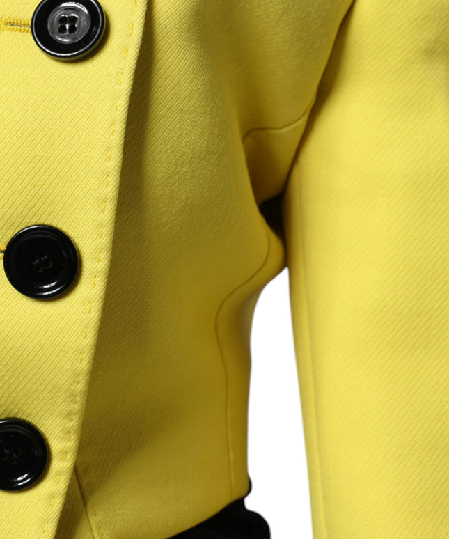 Dolce & Gabbana Lemon Yellow Wool Long Sleeves Cropped Coat Jacket