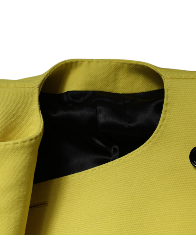 Dolce & Gabbana Lemon Yellow Wool Long Sleeves Cropped Coat Jacket