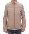 Dolce & Gabbana Beige Leather Jacket Biker Coat