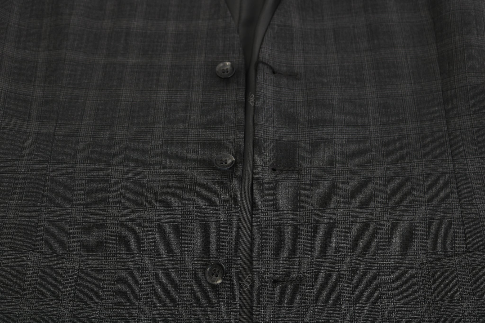 Dolce & Gabbana Gray Wool STAFF Checkered Stretch Vest