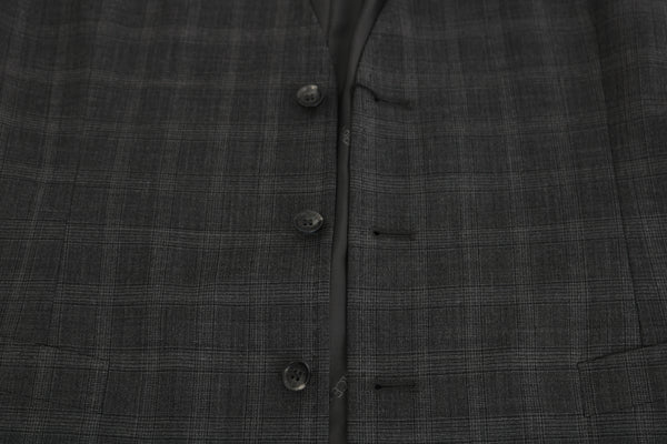 Dolce & Gabbana Gray Wool STAFF Checkered Stretch Vest