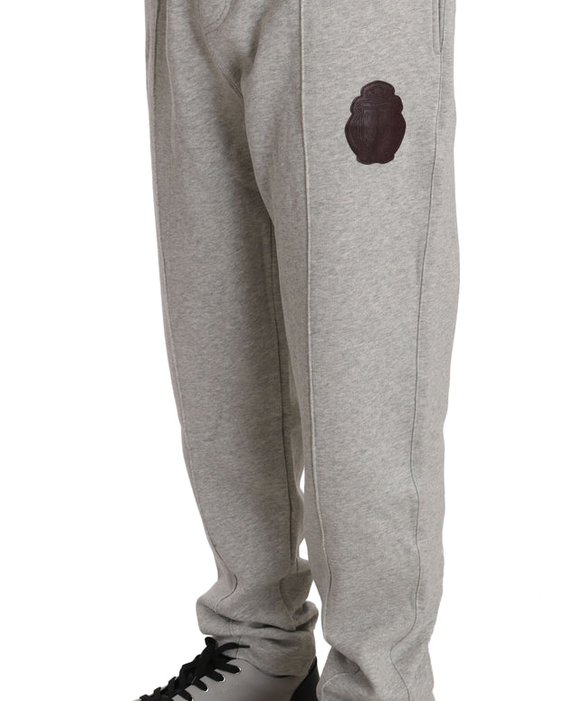 Billionaire Italian Couture Gray Cotton Sweater Pants Tracksuit